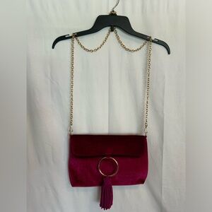 Street Level - Elegant Burgundy/Dark Pink Bag with Chain Strap